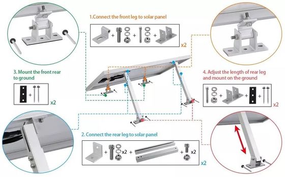 Zo makkelijk natuurlijk aluminium fotovoltaïsche zonnepaneel montagebeugel voor plat dak zonne-systeem