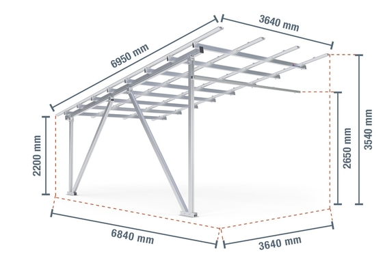 Aluminium Solar Carport Montage Kit voor windbelasting 60m/s Solar Canopy Connector System