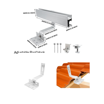 OEM-service Photovoltaic Shingle Roof Solar Hook met 60m/s windbelasting en maatmaat