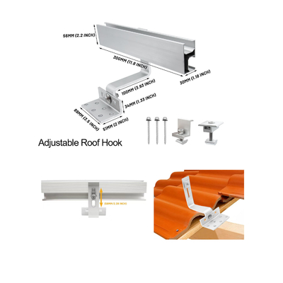 OEM-service Photovoltaic Shingle Roof Solar Hook met 60m/s windbelasting en maatmaat