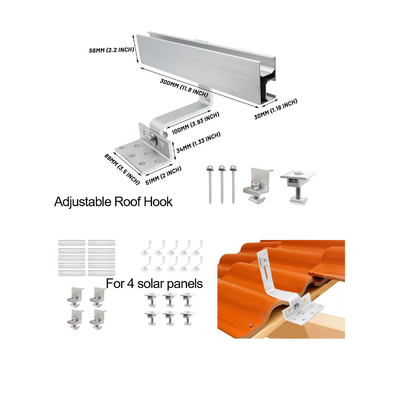OEM-service Photovoltaic Shingle Roof Solar Hook met 60m/s windbelasting en maatmaat