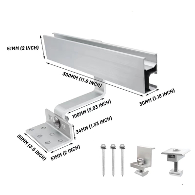 Metalen dak zonnepaneel montage bracket natuurlijke aluminium dak haak voor windbelasting 60m/s
