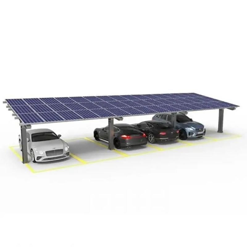 Carport zonne-installatiesysteem 10 kW lichtgewicht aluminium zonne-carports voor parkeergarages